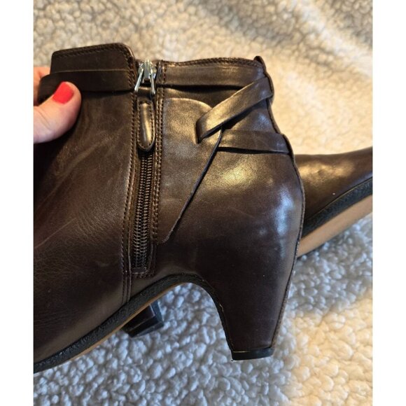 Sam Eldeman Bootie Brown Leather Sz 10M Maddox Espresso Bean Ankle Boots - Picture 11 of 15